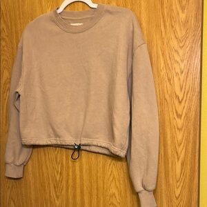 Urban Outfitters Tan Cropped Long Sleeve Hoodie